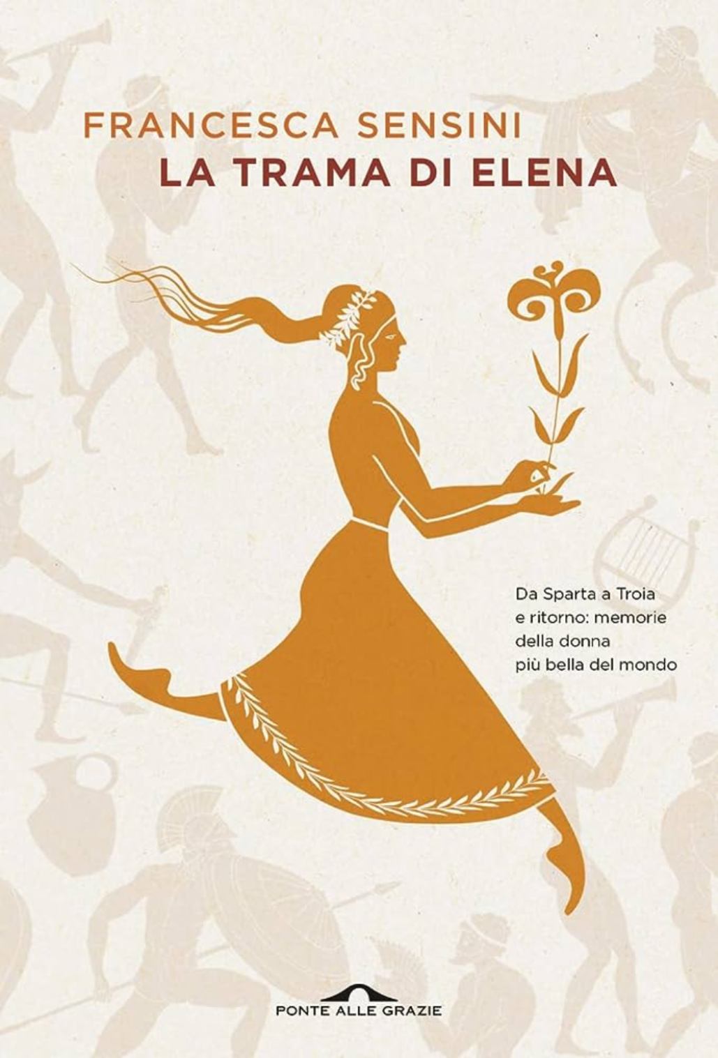 Copertina del libro la trama di elena di francesca sensini, con silouette di donna graca su sfondo neutro